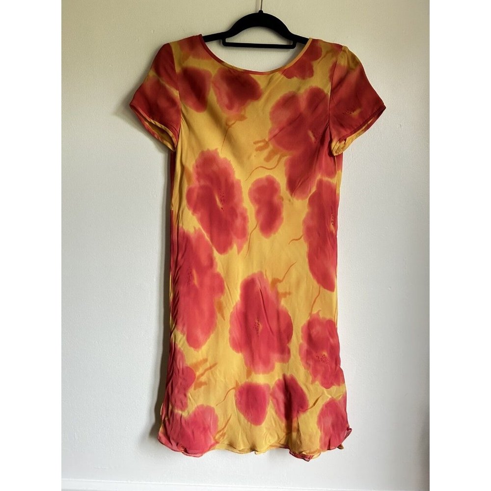 Liz Claiborne Women's Dress Orange Yellow Floral Lined Size 4 Petite